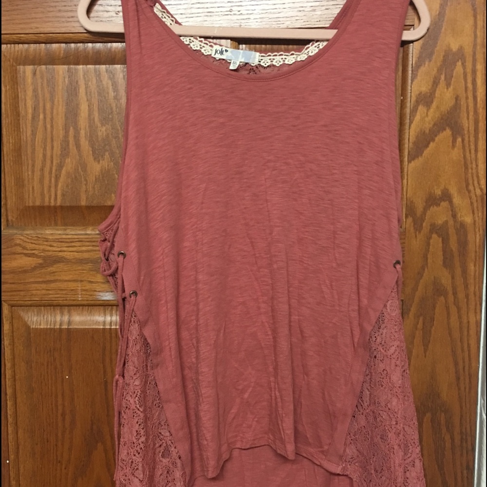 Gorgy lush lace lace up mauve tank